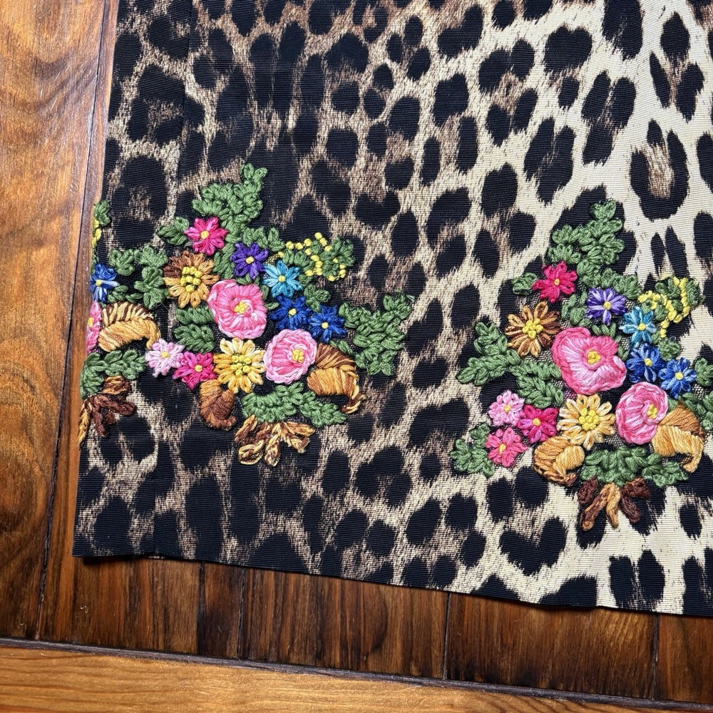 Vtg MOSCHINO Cheap and Chic Leopard Floral Embroidered Pencil Skirt Sz 8 A1574 - Picture 4 of 13